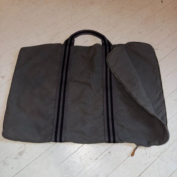 Hermes Fourre Tout Porte Canvas Gray Bag - Picture 1 of 6